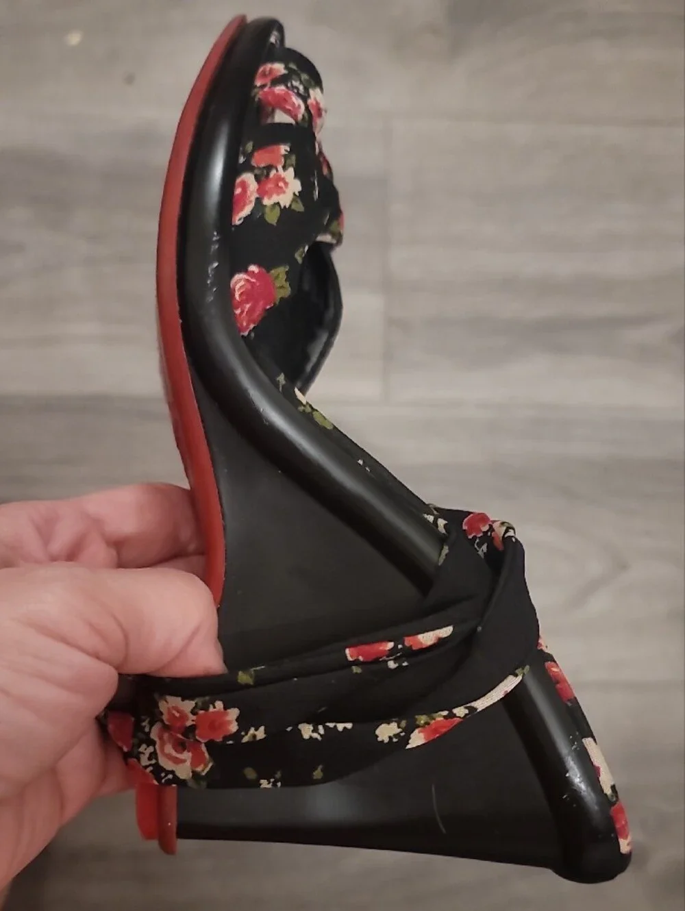 Floral Lace-Up Women's Sandals - Black Floral
